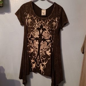Cross, tunic style top